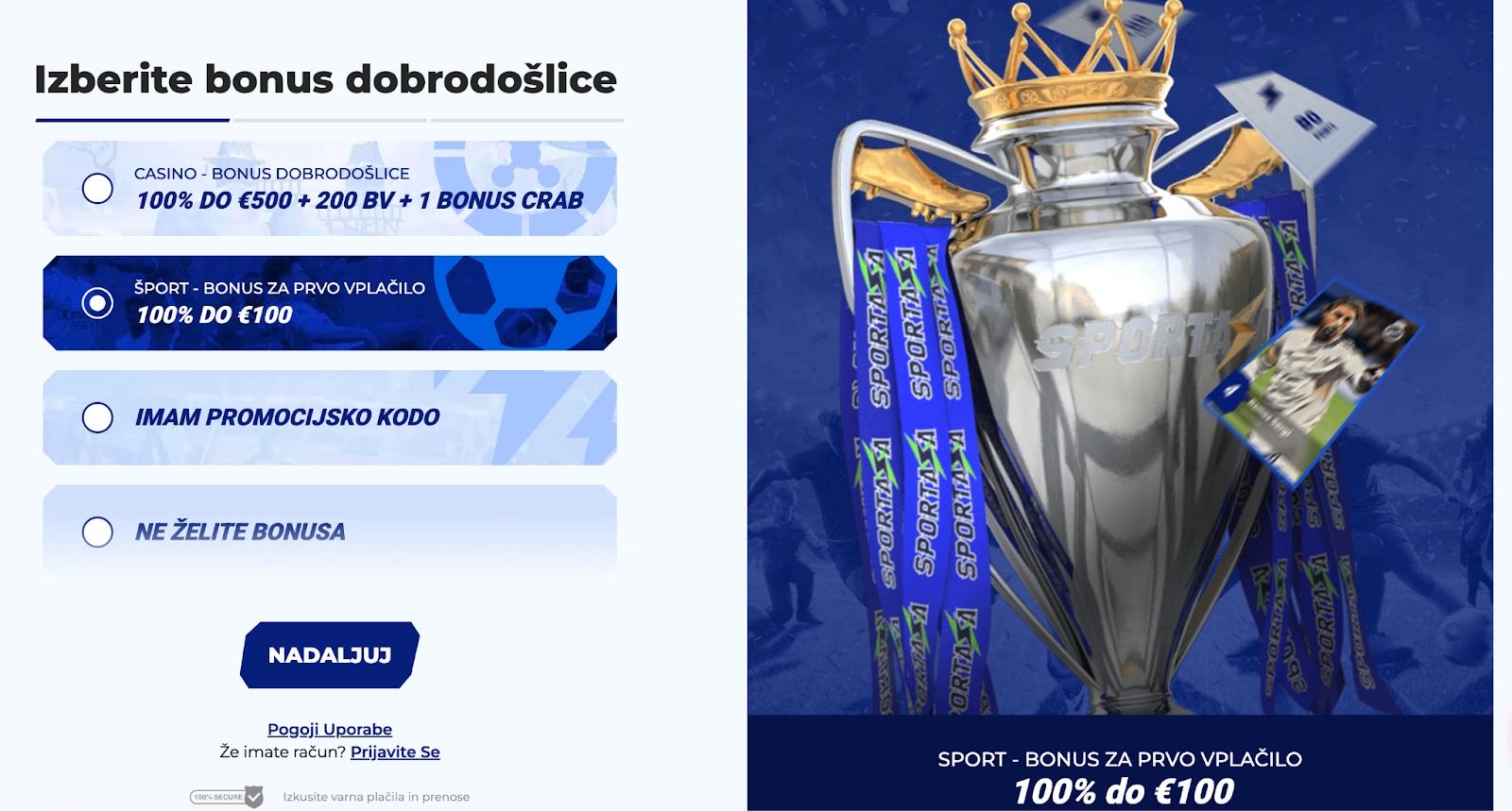 Registracija v Sportaza – Pridobite bonus dobrodošlice za šport ali casino Postopek registracije na Sportaza – Izberite svoj bonus dobrodošlice