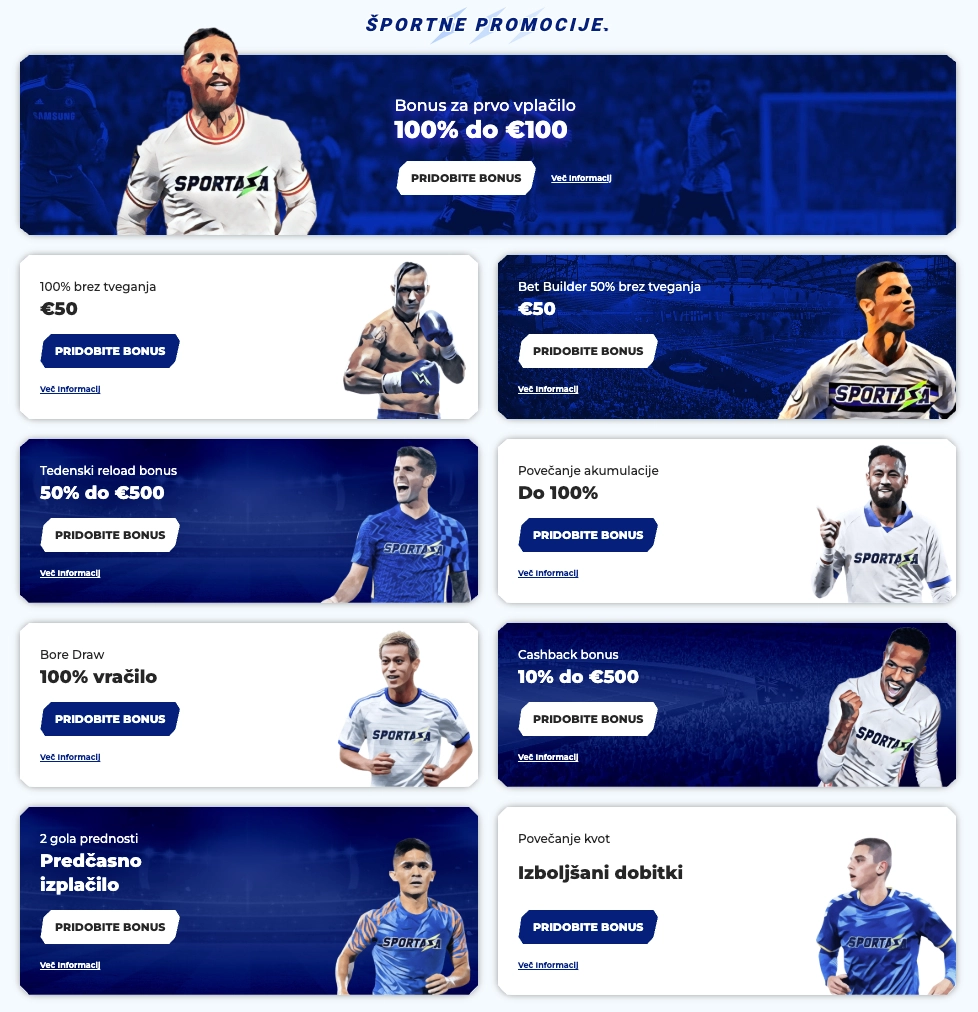 Sportaza – Najboljši športni bonusi in promocije za igralce Športne promocije in bonusi v Sportaza – pridobite dodatne ugodnosti za stave