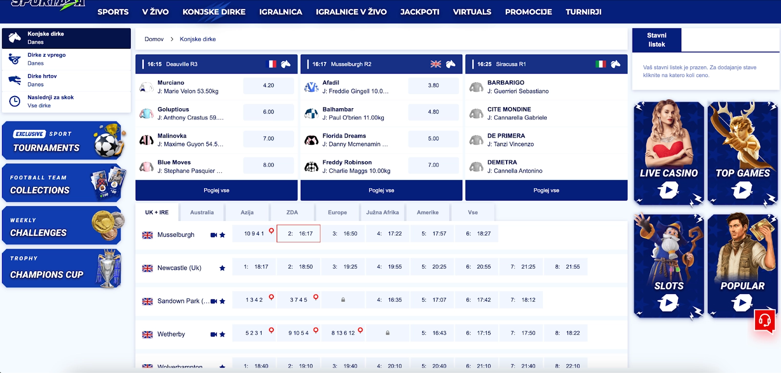 Stave na konjske dirke v Sportaza – najboljše kvote in dogodki Konjske dirke v živo – stavite na svoje favorite v Sportaza